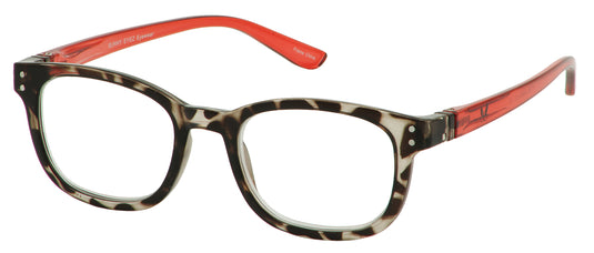 Bunny Eyez Anna Readers - Diamond Clear Tortoise With Ruby Red Temple - Up position