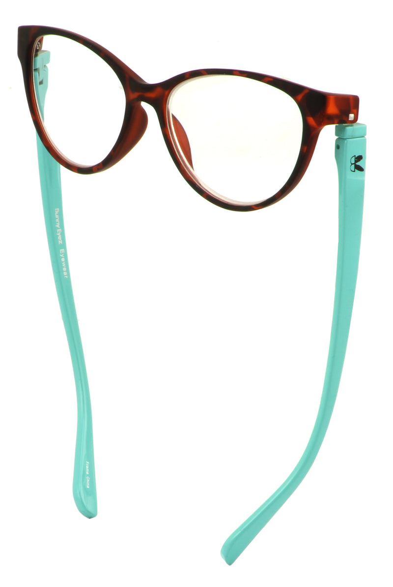 Load image into Gallery viewer, Bunny Eyez Raquel Readers - Matte Tortoise/Baby Blue Temples
