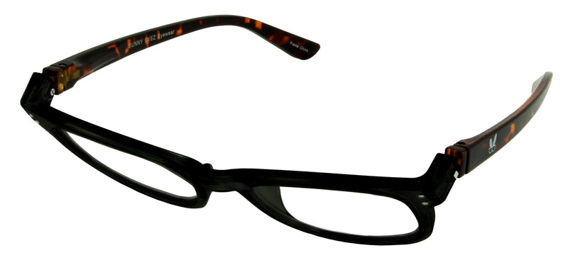 Load image into Gallery viewer, Bunny Eyez Anna Readers - Jet Black With Tortoise Temple - 3/4 position
