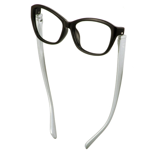 Sabina Blue Lens Reader Black/Silver | Bunny Eyez